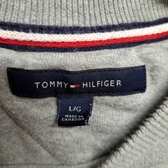 Tommy Hilfiger Men's Shirt & Sweater Bundle Size L Gray Logo Stripe Casual Lot - Picture 2 of 12